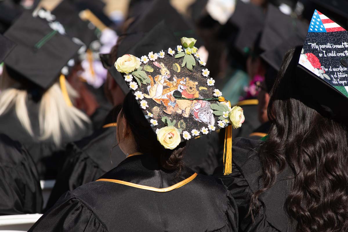 Grad caps from Commencement 2025.
