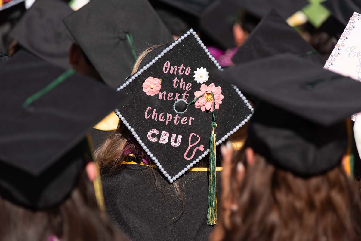 Grad caps from Commencement 2025.
