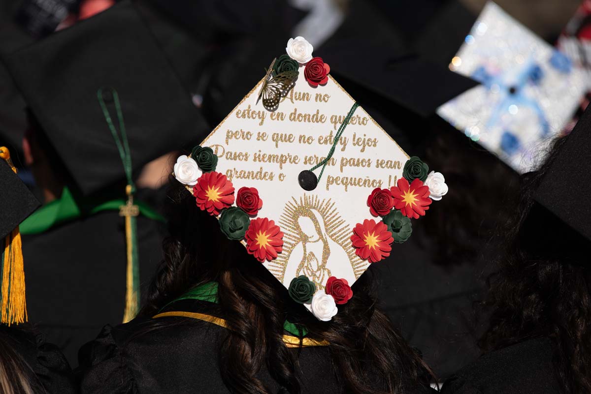 Grad caps from Commencement 2025.