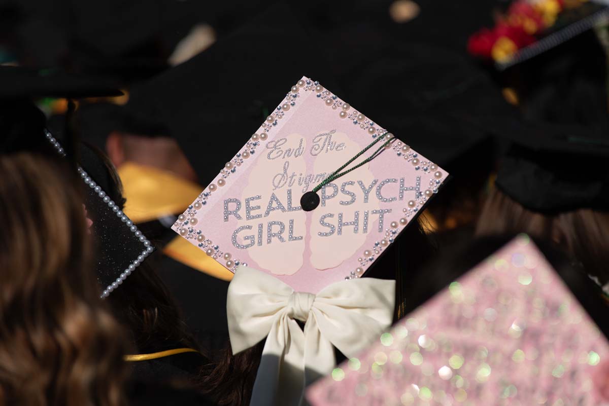 Grad caps from Commencement 2025.