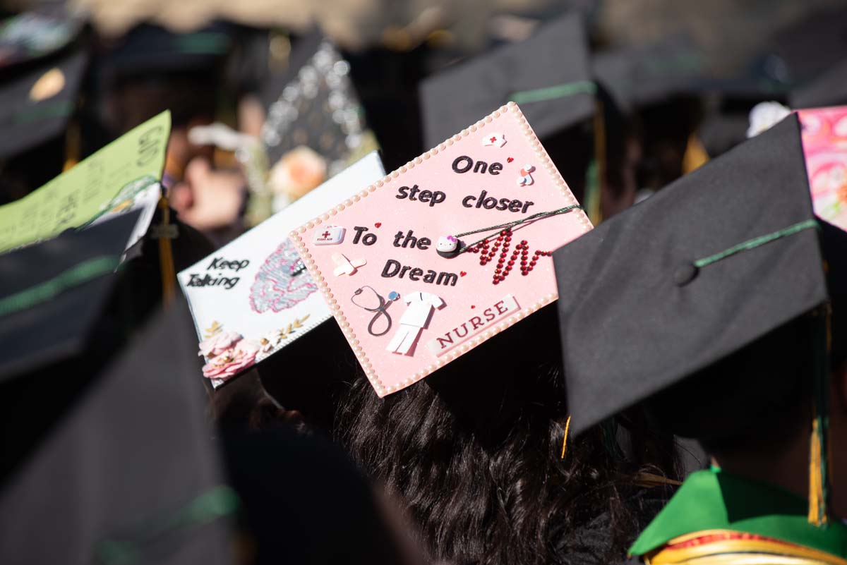 Grad caps from Commencement 2025.