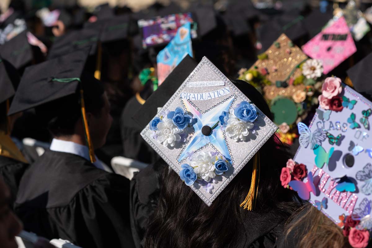 Grad caps from Commencement 2025.