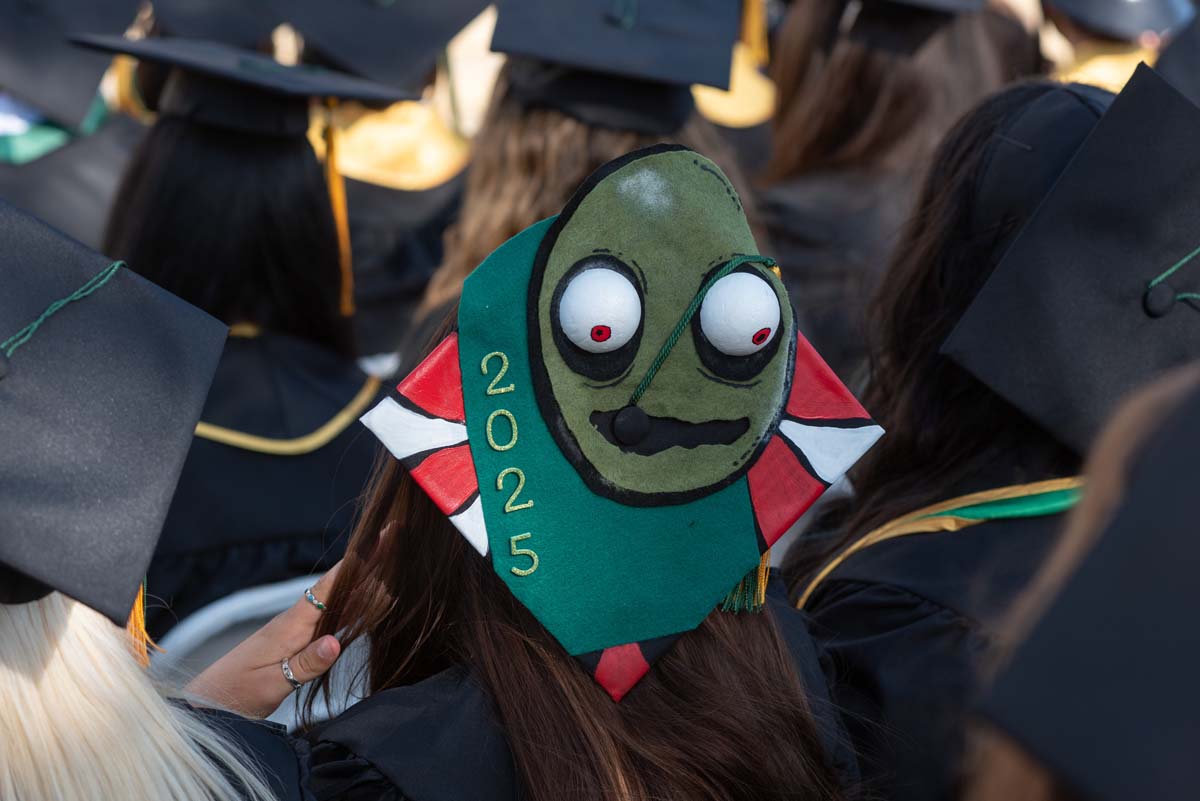 Grad caps from Commencement 2025.