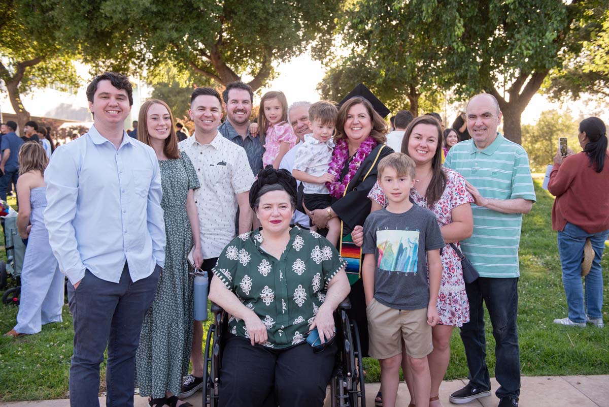 Grad recession at Commencement 2025 and pictures with family members.