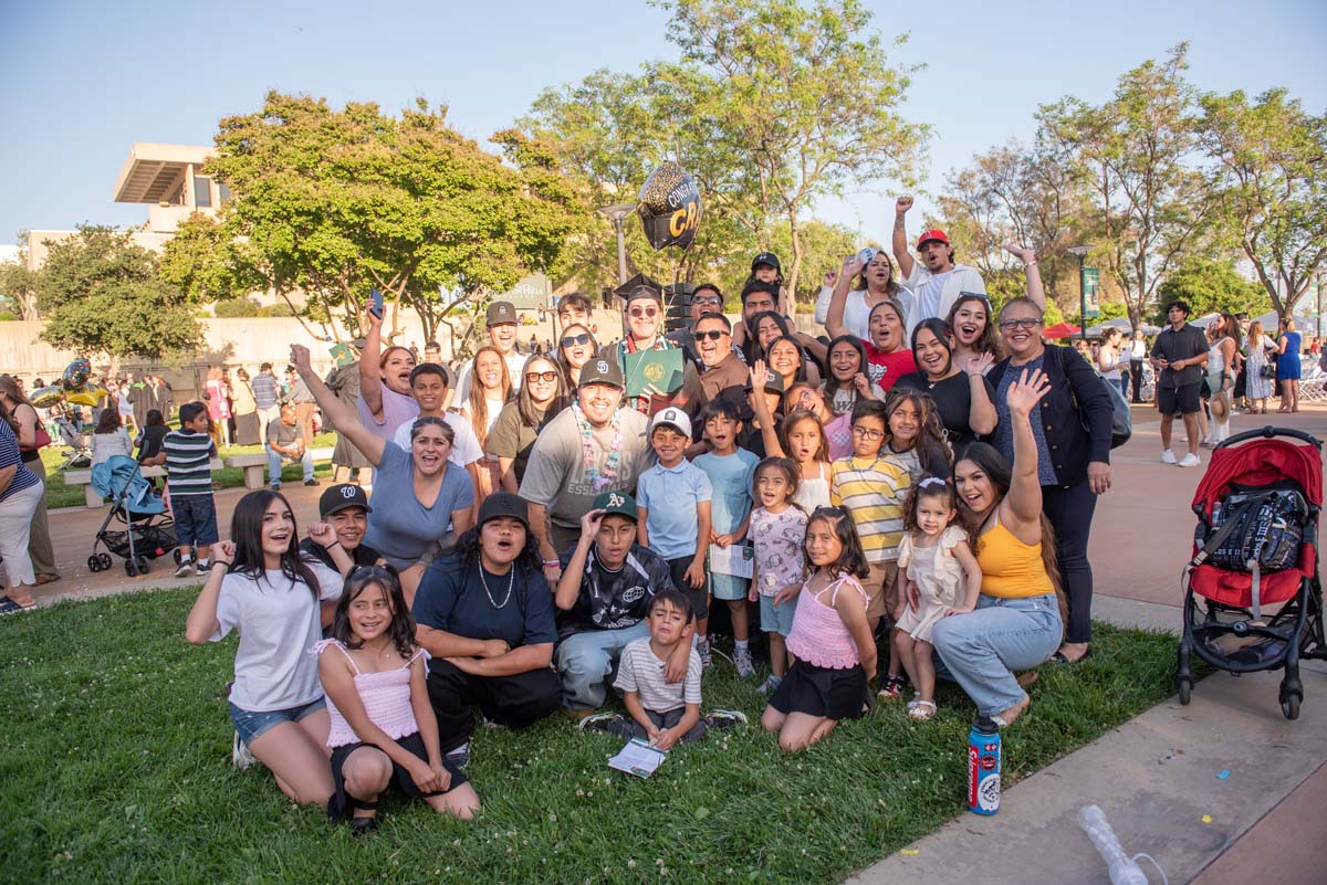 Grad recession at Commencement 2025 and pictures with family members.