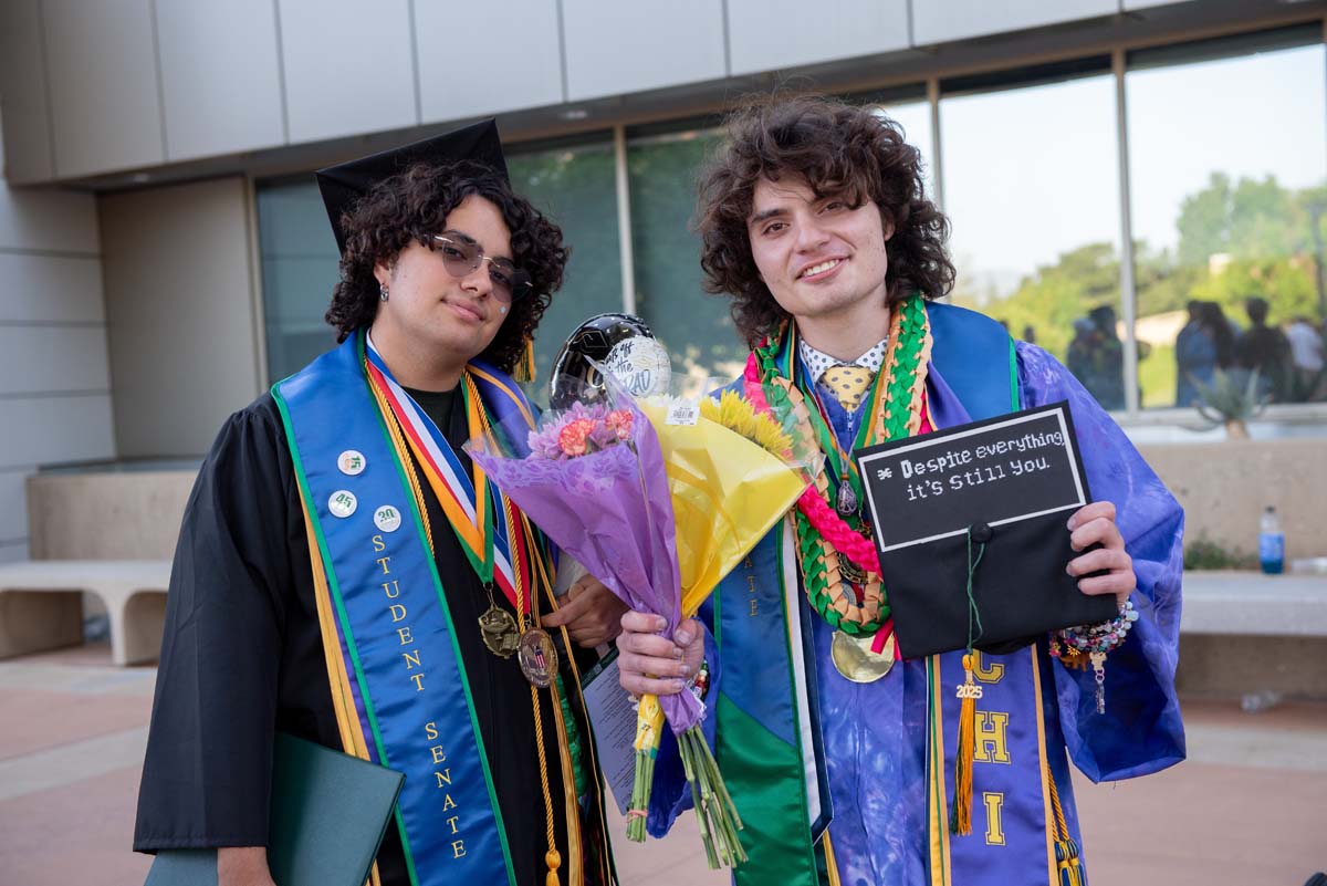 Grad recession at Commencement 2025 and pictures with family members.