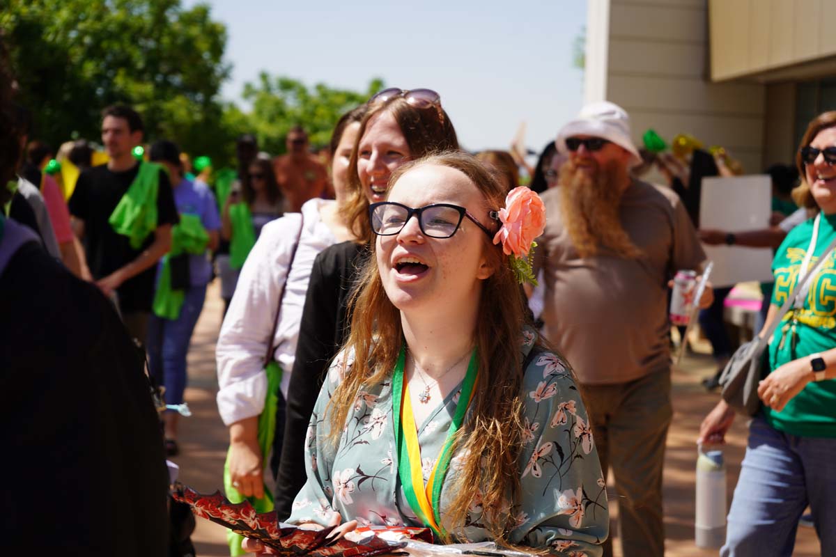 Students attend Commencement rehearsal.