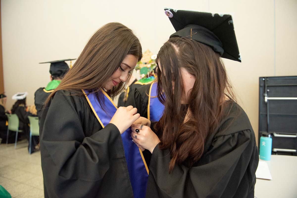 Grads line up for commencement at CHC.