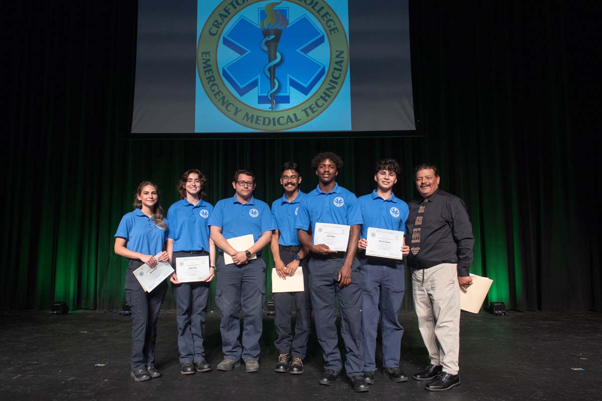 Crafton Hills College celebrate newest EMTS at graduation ceremony.