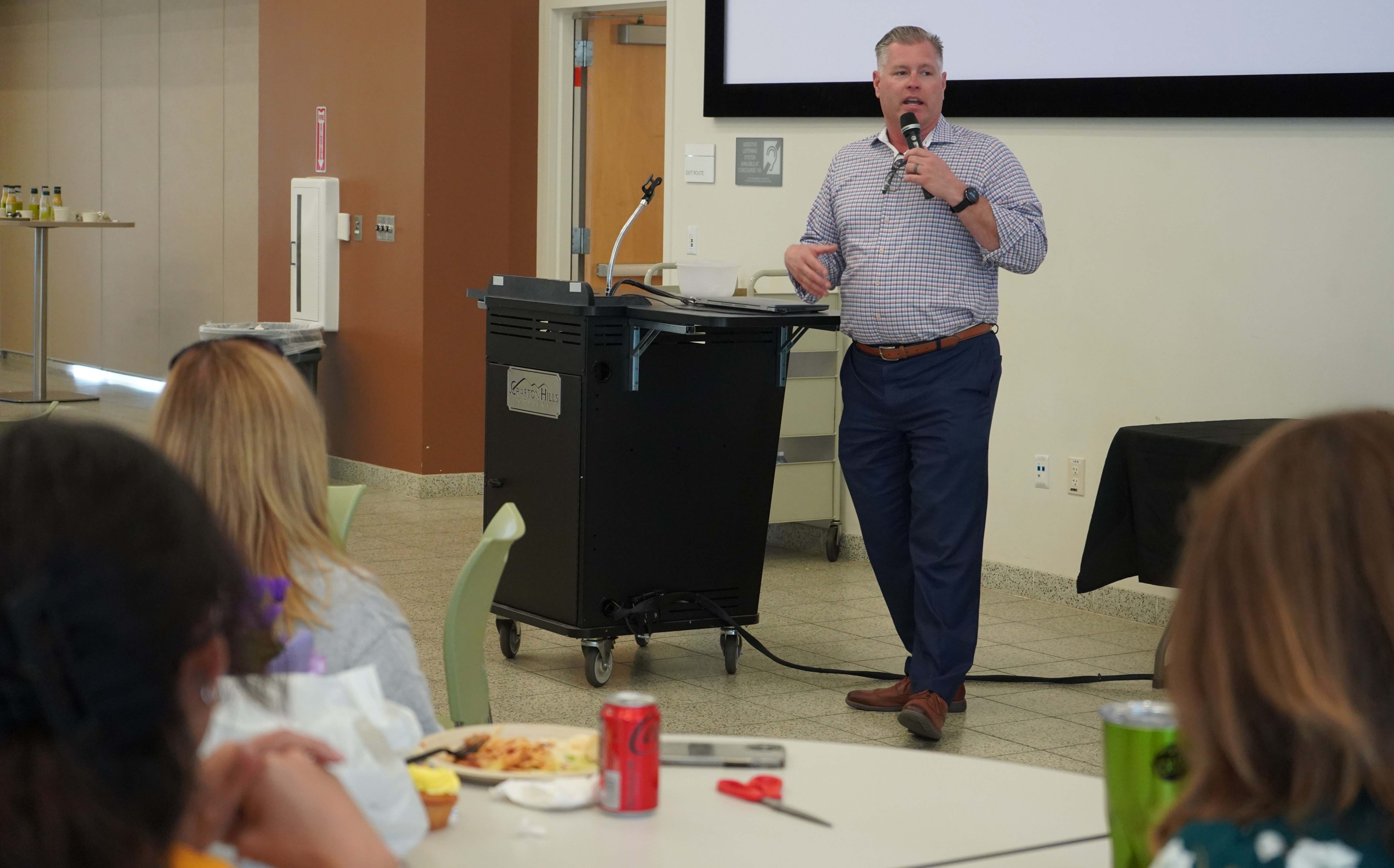 Employess attend a luncheon presented by CHC administrators.