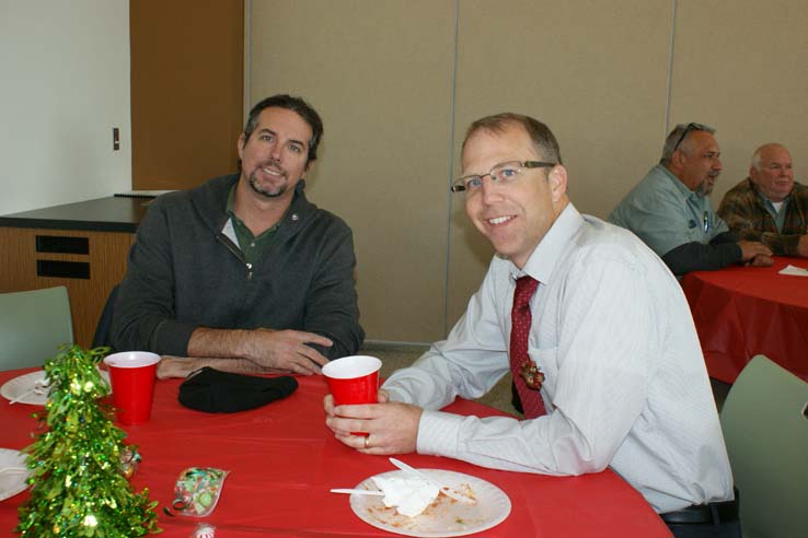 Faculty and staff at the holiday party.