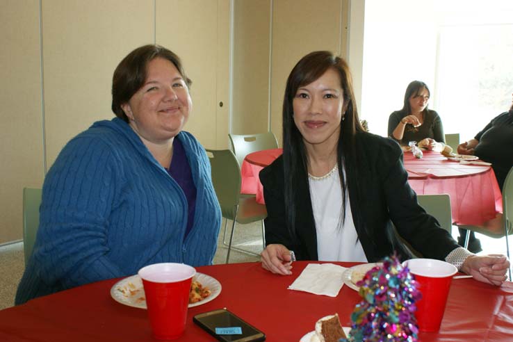 Faculty and staff at the holiday party.