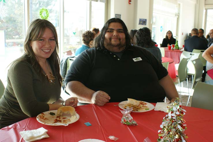 Faculty and staff at the holiday party.