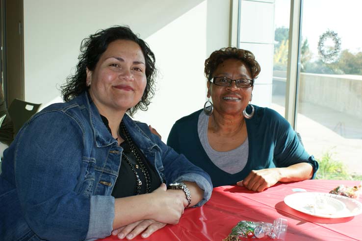 Faculty and staff at the holiday party.