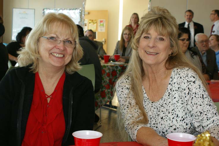 Faculty and staff at the holiday party.