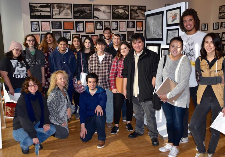 Students at the exhibit