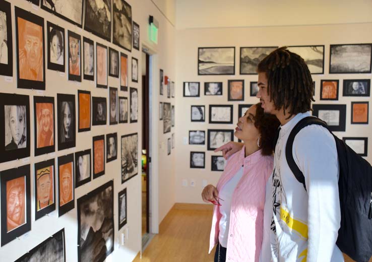 Students at the exhibit