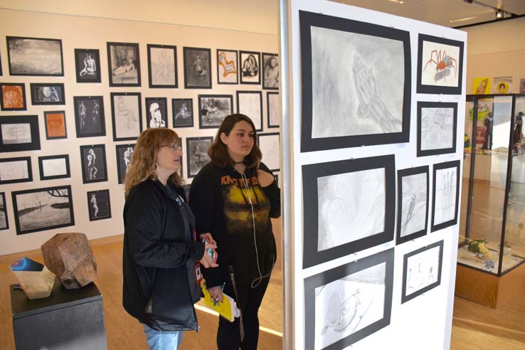 Students at the exhibit