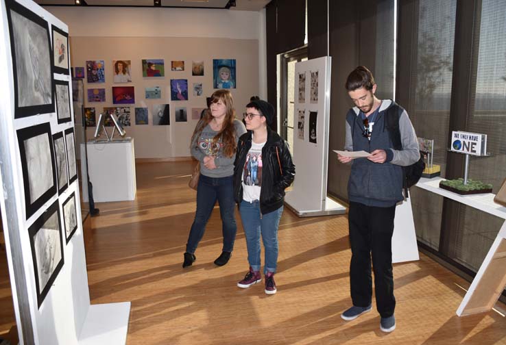 Students at the exhibit