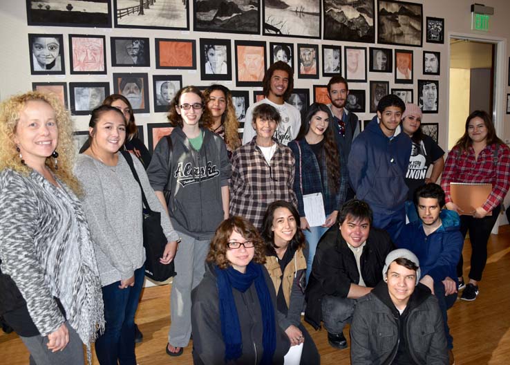 Students at the exhibit