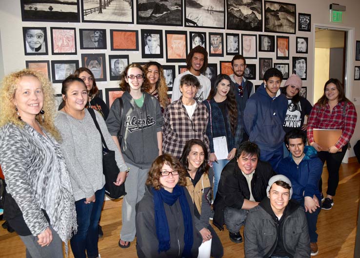 Students at the exhibit