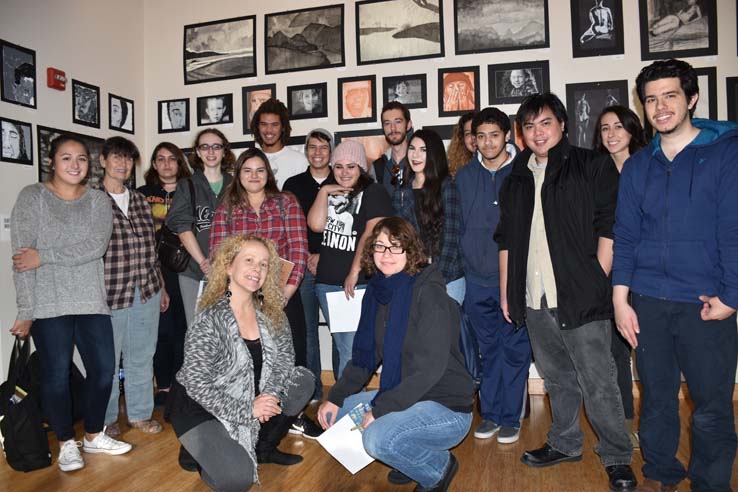 Students at the exhibit