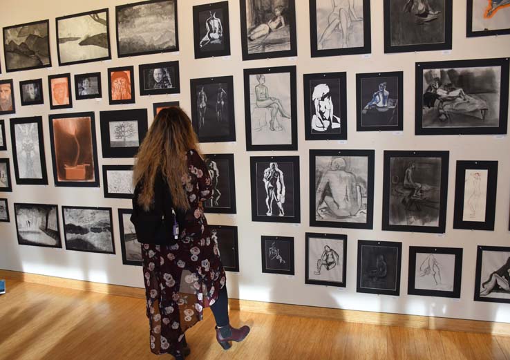 Students at the exhibit