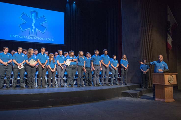 Students and faculty at the EMT Graduation ceremony