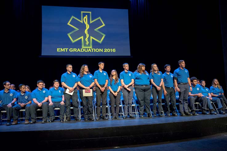 Students and faculty at the EMT Graduation ceremony