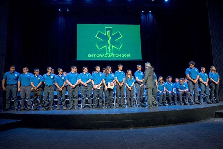 Students and faculty at the EMT Graduation ceremony