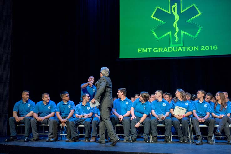 Students and faculty at the EMT Graduation ceremony