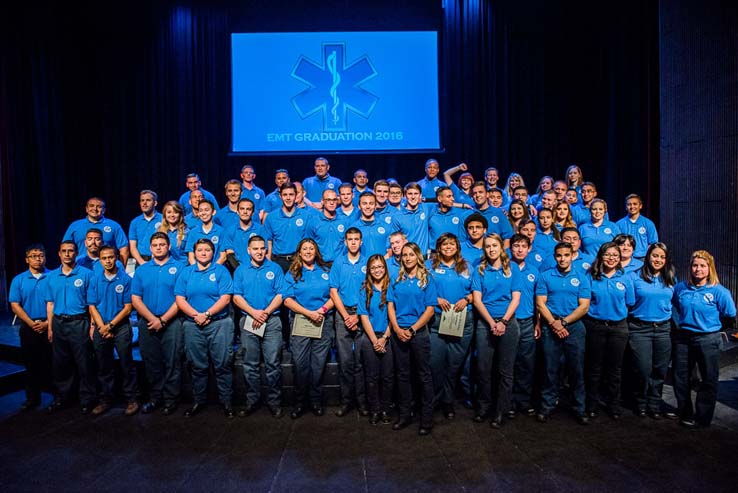 Students and faculty at the EMT Graduation ceremony