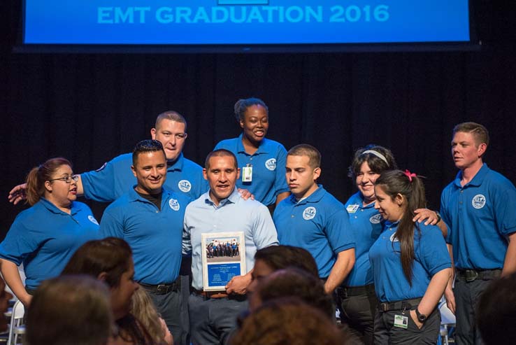 Students and faculty at the EMT Graduation ceremony