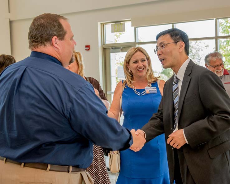 The Crafton Hills community welcomes Dr. Zhou at reception.