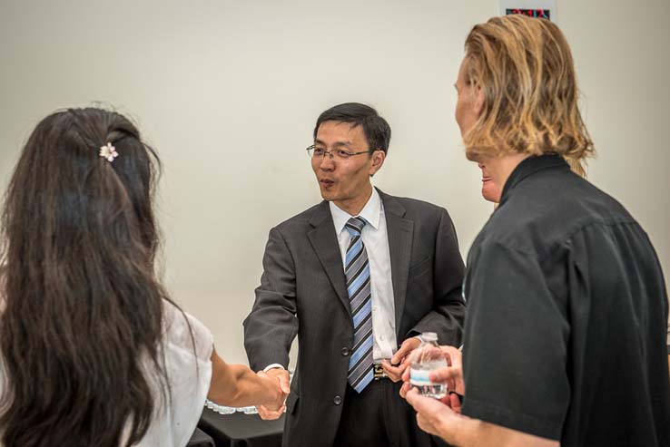 The Crafton Hills community welcomes Dr. Zhou at reception.