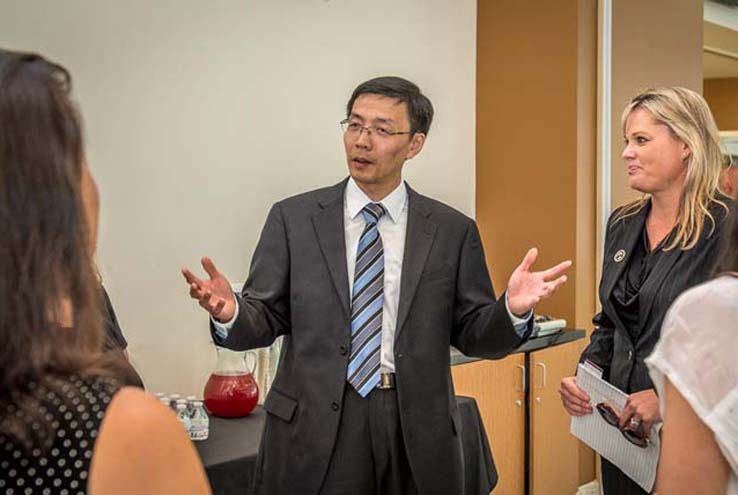 The Crafton Hills community welcomes Dr. Zhou at reception.
