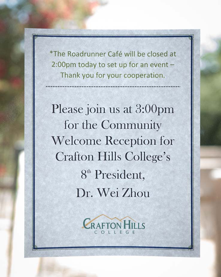 The Crafton Hills community welcomes Dr. Zhou at reception.