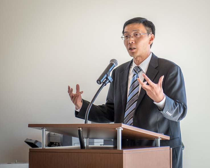 The Crafton Hills community welcomes Dr. Zhou at reception.