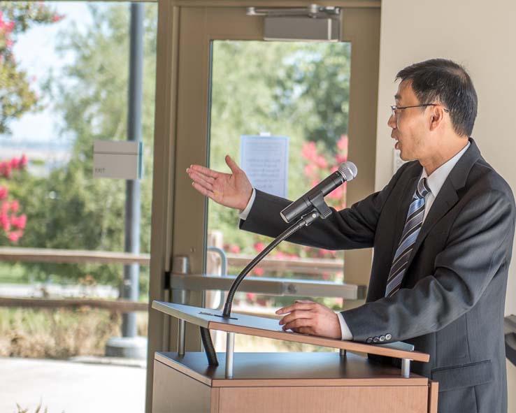 The Crafton Hills community welcomes Dr. Zhou at reception.