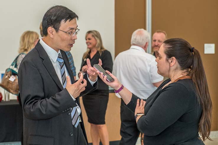 The Crafton Hills community welcomes Dr. Zhou at reception.