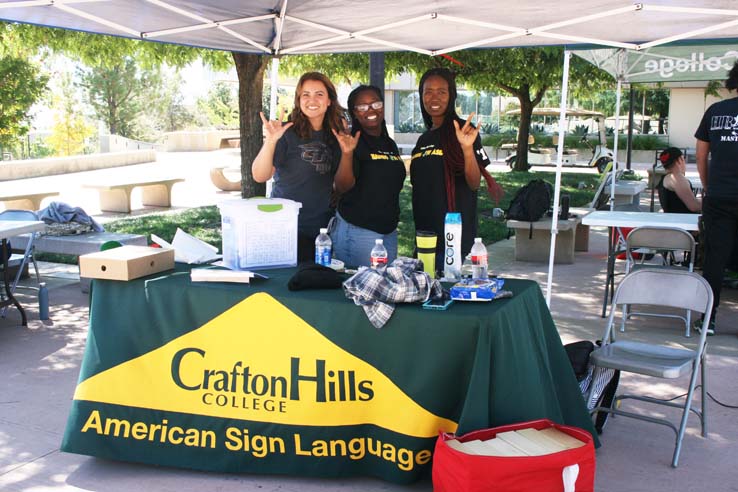 ASL club at Crafton Hills College club rush.