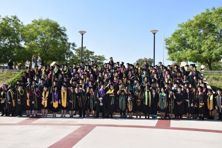 People enjoying commencement activities