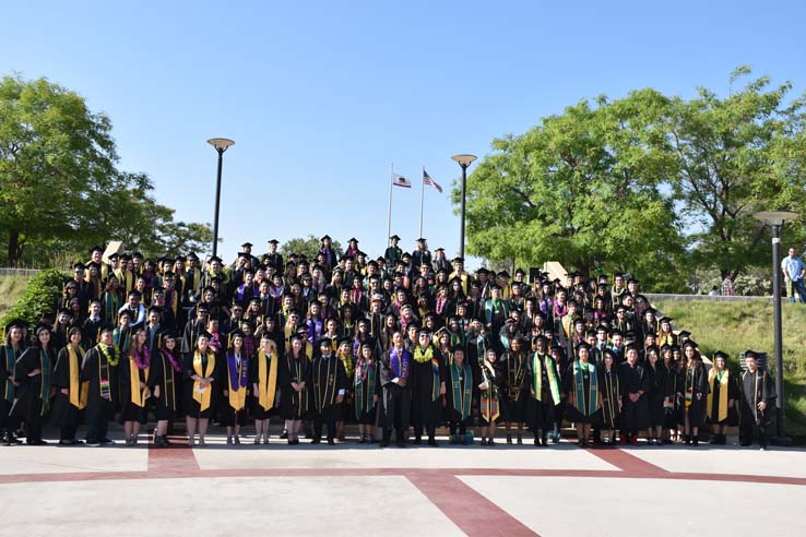 People enjoying commencement activities