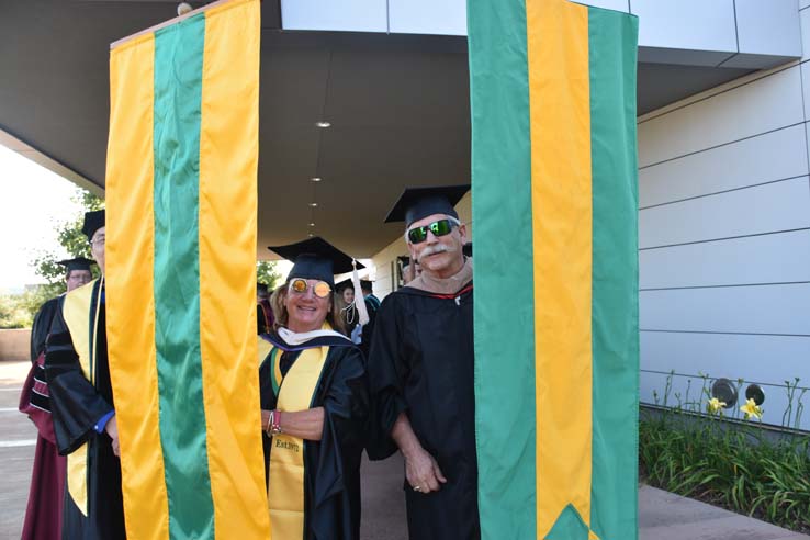 People enjoying commencement activities