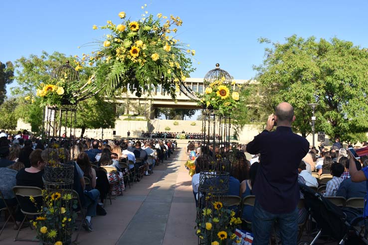 People enjoying commencement activities