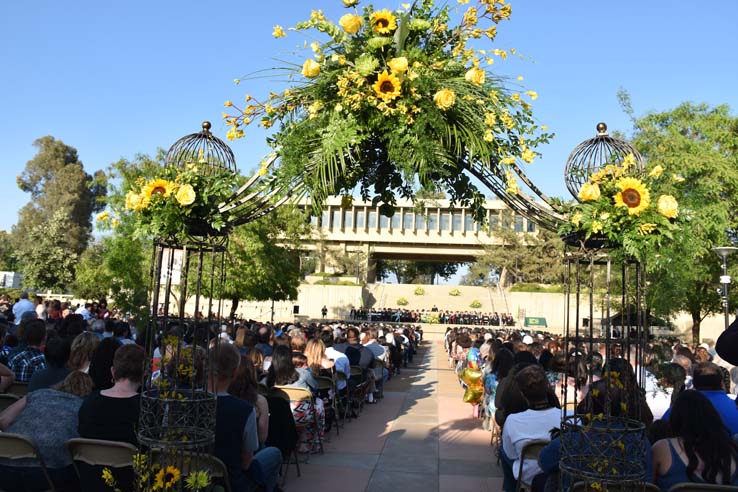 People enjoying commencement activities