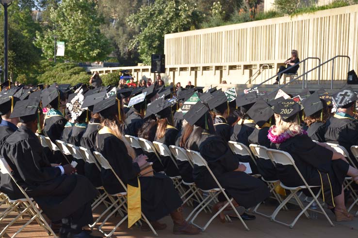 People enjoying commencement activities