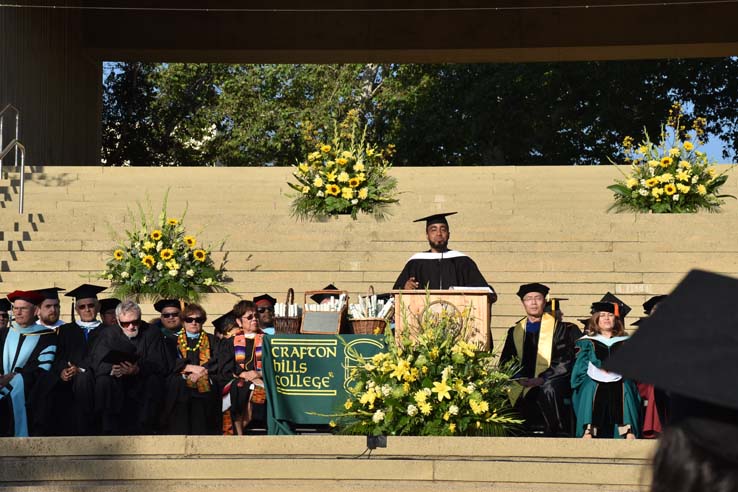 People enjoying commencement activities