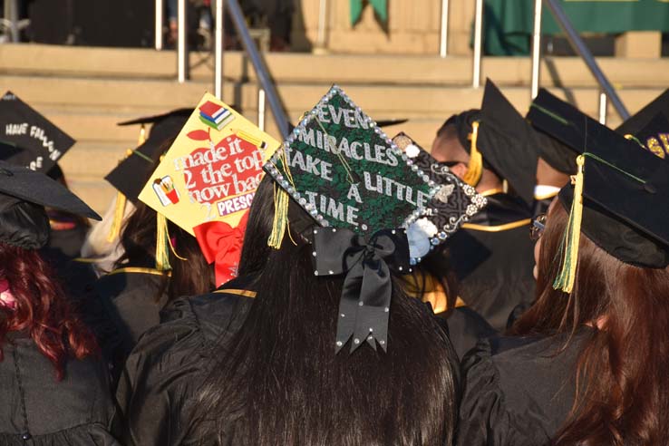 People enjoying commencement activities