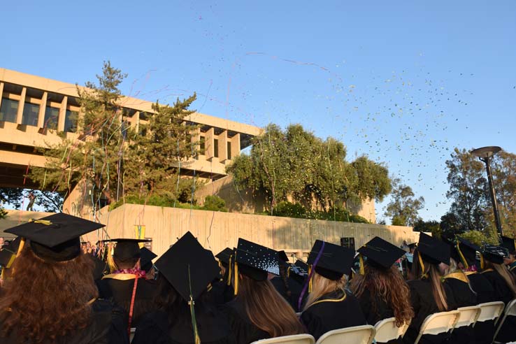 People enjoying commencement activities